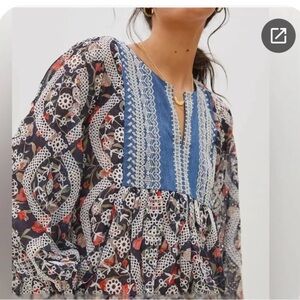 Sachin + Babi Floral eyelet Blouse - Blue and Red
